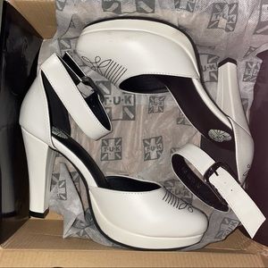 TUK shoes white heels